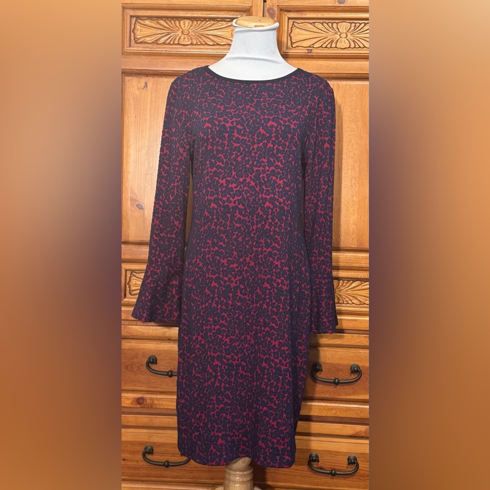 Tiana B. Chic Long Sleeve Red and Navy Dress